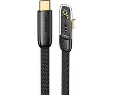 USAMS angled kabelis USB-C į Lightning PD 20W Fast Charging Iceflake Series 1.2m juodos spalvos SJ583USB01