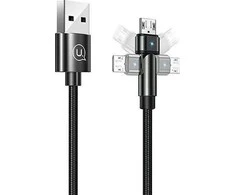 USAMS pintas kabelis U60 2A microUSB juodos spalvos 1m SJ478USB01 (US-SJ478)