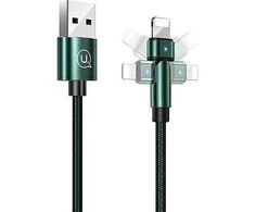 USAMS Kabelis pintas sukamasis U60 2A Lightning žalios spalvos 1m SJ476USB02 (US-SJ476)