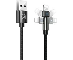 USAMS Kabelis pintas U60 2A Lightning juodos spalvos 1m SJ476USB01 (US-SJ476)