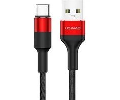 USAMS U5 USB-C 2A krovimo ir informacijos perdavimo laidas, Juoda/Raudona
