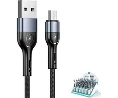 USAMS pintas kabelis U55 2A micro USB 1 vnt. rinkiniui U55 juodos spalvos 1m SJ450ZJ01 (US-SJ450) SJ450USB