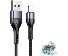 Kabelis 2A 1m USB - Lightning Usams U55 SJ448ZJ01 (US-SJ448) SJ448USBSG01 juodos spalvos