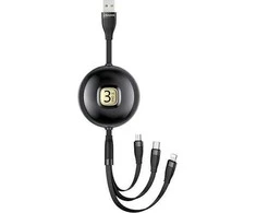 USAMS Kabelis U69 3in1 1m juodos spalvos (lightning/microUSB/USB-C) SJ508USB01 (US-SJ508)