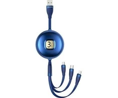 USAMS Kabelis U69 3in1 1m mėlynos spalvos (lightning/microUSB/USB-C) SJ508USB02 (US-SJ508)