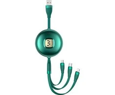 USAMS Kabelis U69 3in1 1m žalios spalvos (lightning/microUSB/USB-C) SJ508USB03 (US-SJ508)