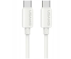 Kabelis USAMS U98 60W 3A Silicone Fast Charging USB-C į USB-C baltos spalvos