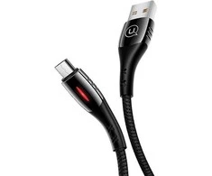 USAMS pintas kabelis U-Tone microUSB1.2m Power-off 2A Fast Charging juodos spalvos SJ346USB01 (US-SJ346)
