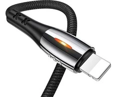 USAMS Kabelis pintas U-Tone lightning1.2m Power-off 2A Fast Charging juodos spalvos SJ344USB01 (US-SJ344)