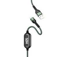 USAMS Kabelis pintas U48 lightning 1,2m2A Fast Charging LED žalios spalvos SJ423USB02 (US-SJ423)