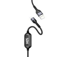 USAMS Kabelis pintas U48 lightning 1,2m2A Fast Charging LED juodos spalvos SJ423USB01 (US-SJ423)