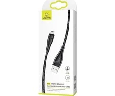 USAMS Kabelis pintas U41 lightning 3m2A juodos spalvos SJ397USB01 (US-SJ397) Fast Charge