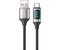 USAMS Braided Kabelis U78 USB-C 1.2m LED 6A Fast Charging baltos spalvos SJ544USB02 (US-SJ544)