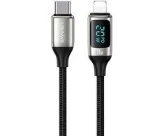 USAMS pintas kabelis U78 USB-C į Lightning LED 1.2m 20W PD Fast Charge baltas SJ545USB02 (US-SJ)