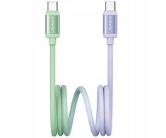 Kabelis USAMS Bicolor Series SJ756 PD 60W USB-C/USB-C 1.2m žalios spalvos ir violetinės spalvos