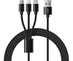 Cable 3in1 USB A to Lightning / Typ C / Micro USB VEGER 2A 12W V303 1,2 m juodas