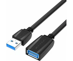 Vention Prailginimo kabelis USB 3.0, išorinis USB į moterišką USB, ventiliacija 1.5 m (juoda)