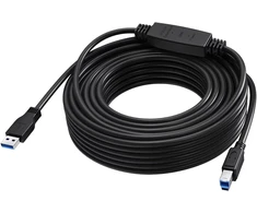 USB Vision 15 m USB 3.0 kabelis - aktyvus stiprintuvas kabelio viduje - nikeliuoti kištukai - pralaidumas 5 Gbps - USB A (m) į USB B (m) - skersmuo 5,5 mm - 28+24 awg - juodas (TC 15MUSB3.0+/BL)