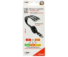 Kabelis USB Vision 2GO Ladekabel 5in1 ALLinOne USB-A/USB-C Aufrollautomatik 1m