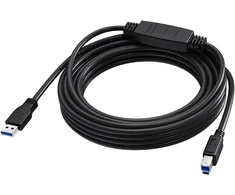 Kabelis USB Vision 5 m USB 3.0 Kabelis - aktywny wzmacniacz w środku kabla - niklowane złącza - przepustowość 5 Gbps - USB A (m) do USB B (m) - średnica 5,5 mm - 28+24 awg - juoda (TC 5MUSB3.0+/BL)