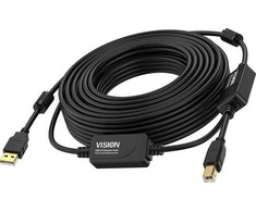 Kabelis USB Vision USB-A - USB-B 10 m Juodas (TC 10MUSB+/BL/2)