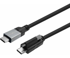 USB kabelis VivoLink USB-C – USB-C 1,5 m juodas (USB-C sraigtinis sujungimas į USB-C kabelį)