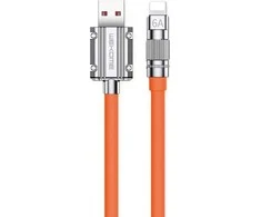 WEKOME WDC-186 Wingle serija – USB-A ir žaibiško įkrovimo jungties laidas, 1 m (oranžinė)