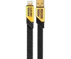 WEKOME WDC-190 Mecha serija – USB-A ir žaibiško įkrovimo jungties laidas, 1 m (geltonas)