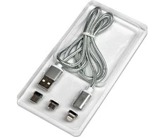 USB kabelis Neutralle USB-A - USB-C + microUSB + Žaibas 1 m sidabro