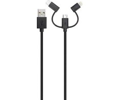 Xqisit kabelis Combo USB A -microUSB/USB-C/lightning juoda/juodas 29979