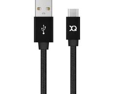 Xqisit kabelis Cotton USB C 3.0 juodos spalvos 1.8m 27749
