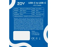 Kabelis USB ZOY USB-C - USB-C 2 m Juodai-sidabrinė (ZCCC2)