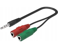 Kabelis Vega Jack 3.5mm - Jack 3.5mm x2 0.2m juoda