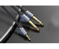 Vention Kabelio mini lizdas nuo 3.5 mm iki 2 x 6.5 mm lizdas Ventiliacija BARHG 1.5 m (pilka)