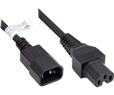 Nezatříděno Šalto ir karšto prietaiso jungimo kabelis C14 (tiesus) į C15 (tiesus), juodas, 0,75 mm², 1 m, Good Connections® (P1450-S010)