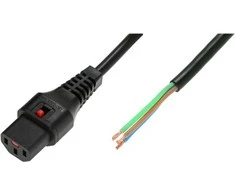 Digitus Assmann Electronic ASM IEC-PC1025 maitinimo kabelis, nuplėštas galas, H05VV-F 3 X 1,00 mm2 iki C13 IEC LOCK, 2m juodas