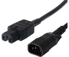 Bachmann maitinimo kabelis BACHMANN maitinimo kabelis, šalto įrenginio vyriška jungtis su karšto įrenginio moteriška jungtimi, IEC320 C14/C15, 1 m