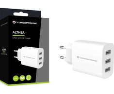 Conceptronic maitinimo laidas Conceptronic ALTHEA13W 3 prievadų 30W USB įkroviklis