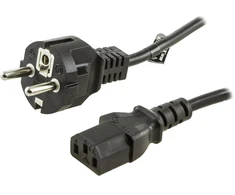 DELTACO įžemintas kabelis CEE 7/7 iki IEC 60320 C13 , max 250V / 10A, 0,5m, juodas / DEL-109M-50
