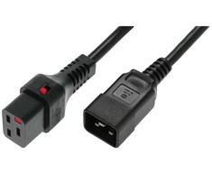 Maitinimo kabelis Digitus IEC LOCK 3x1.5mm2 IEC C20 tiesus/IEC C19 tiesus M/F 3m juodas (IEC-PC1286)