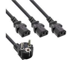 Maitinimo kabelis InLine 20er B-Pack ® Kabelis Y-netto, 1x apsauginis kontaktas / 3x šalti prietaisai, 1m