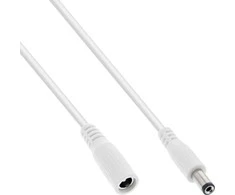 Maitinimo kabelis InLine ® Nuolatinės srovės lizdas, nuolatinės srovės kištukinis lizdas, 5.5x2.1mm, baltas, 5m