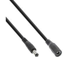 Maitinimo kabelis InLine ® Nuolatinės srovės išplėtimo kabelis, nuolatinės srovės kištukas vyras / moteris 5.5x2.5mm, AWG 18, juoda, 2m