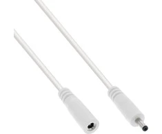 Maitinimo kabelis InLine ® Nuolatinės srovės lizdas, nuolatinės srovės kištukas, 3.5x1.35mm, AWG 18, baltas, 2m