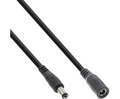 Maitinimo kabelis InLine ® Nuolatinės srovės lizdas, nuolatinės srovės kištukas, 5.5x2.5mm, AWG 18, juodas, 5m