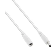 Maitinimo kabelis InLine ® Nuolatinės srovės lizdas, nuolatinės srovės kištukas, 4.0x1.7mm, AWG 18, baltas, 5m