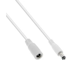 InLine Maitinimo kabelis ® nuolatinės srovės ilgintuvas, nuolatinės srovės kištukas, 5,5x2,5 mm, AWG 18, baltas, 5 m