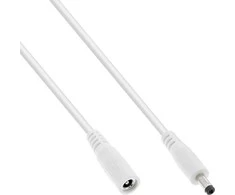 Maitinimo kabelis InLine ® Nuolatinės srovės lizdas, nuolatinės srovės kištukas, 4.0x1.7mm, AWG 18, baltas, 2m