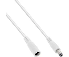 Maitinimo kabelis InLine ® Nuolatinės srovės išplėtimo kabelis, nuolatinės srovės kištukinis lizdas, 5.5x2.1mm, AWG 18, baltas, 5m