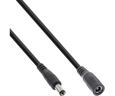 Maitinimo kabelis InLine ® Nuolatinės srovės išplėtimo kabelis, nuolatinės srovės kištukas vyras / moteris 5.5x2.5mm, AWG 18, juoda, 3m